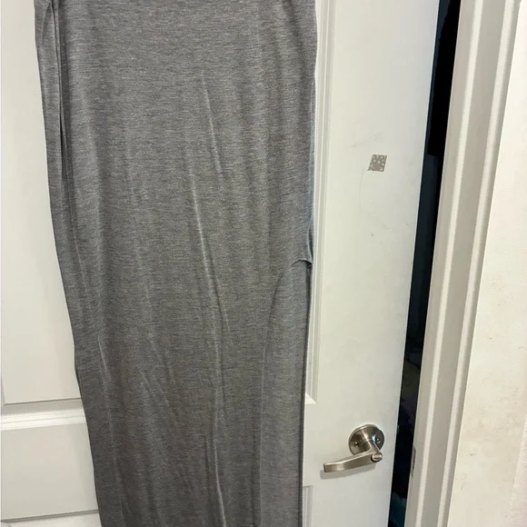 Helmut Lang Heather Gray Maxi Skirt — Sleek Jersey Column - Picture 2 of 3